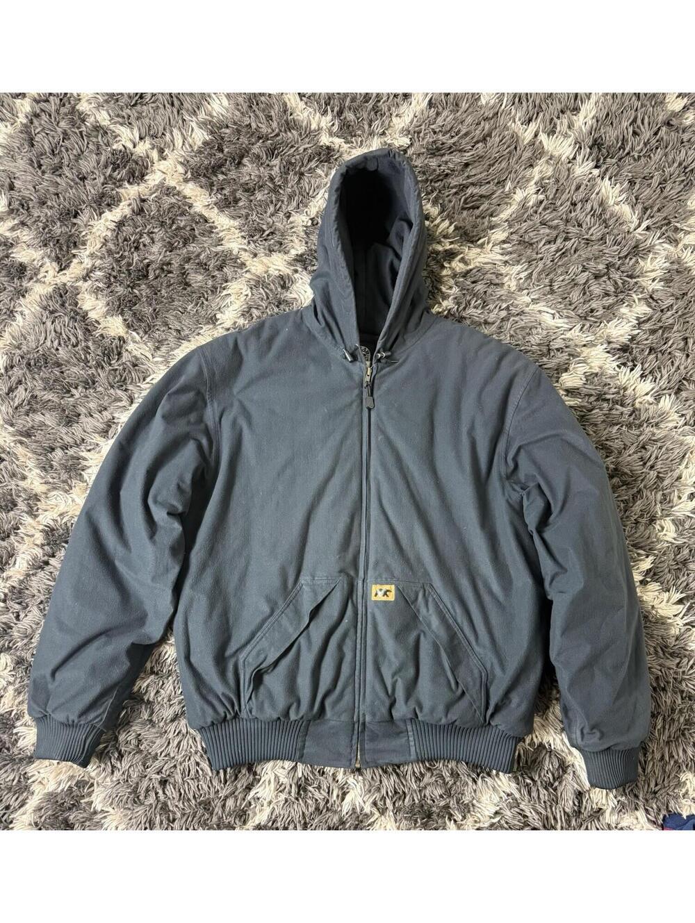 VTG Polar King By Key Forest Navy Black Zip Chore Coat Men's XL Work Outdoor